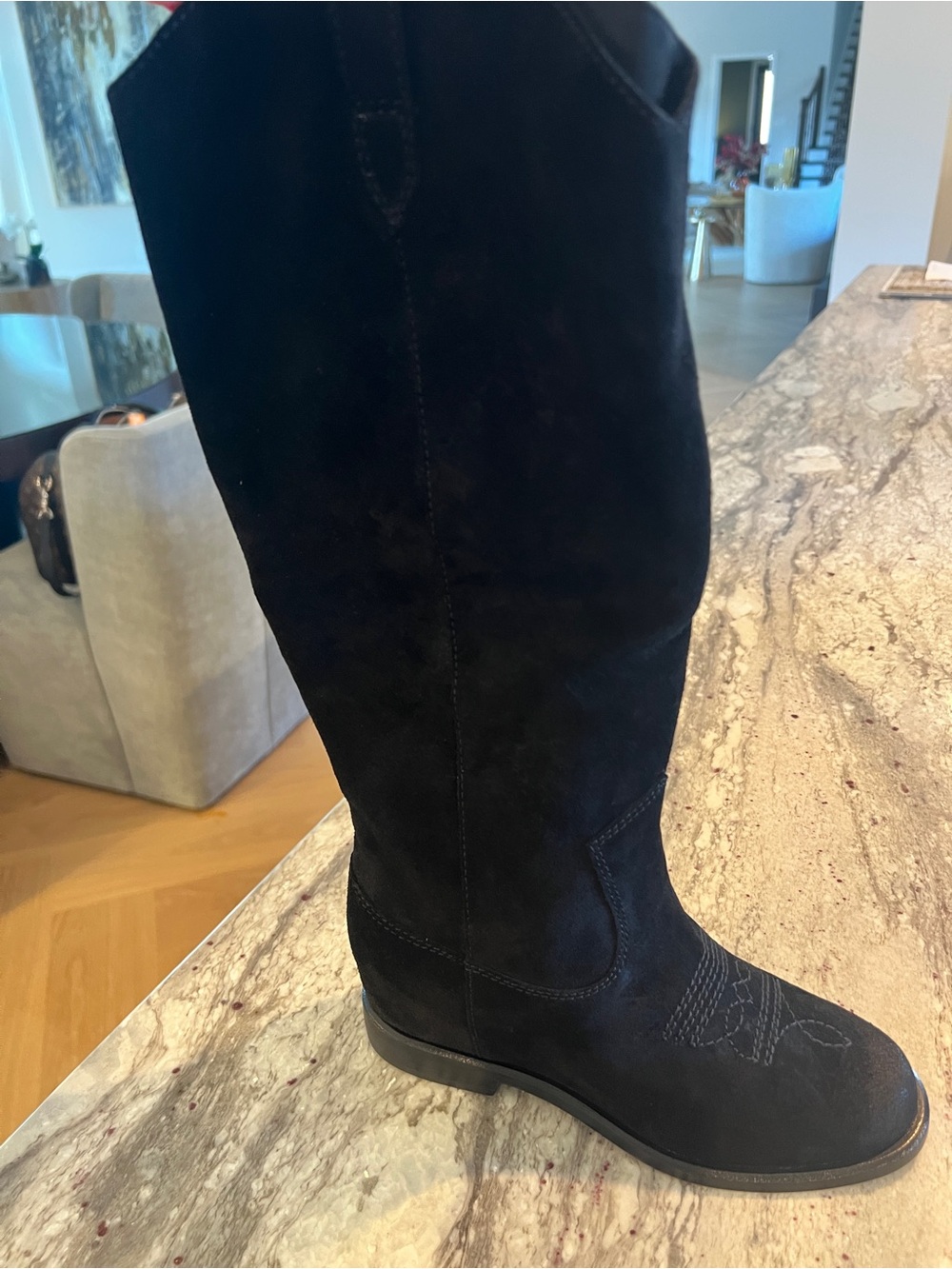 Linea Paolo Black Cow Suede Boot 6 NWT